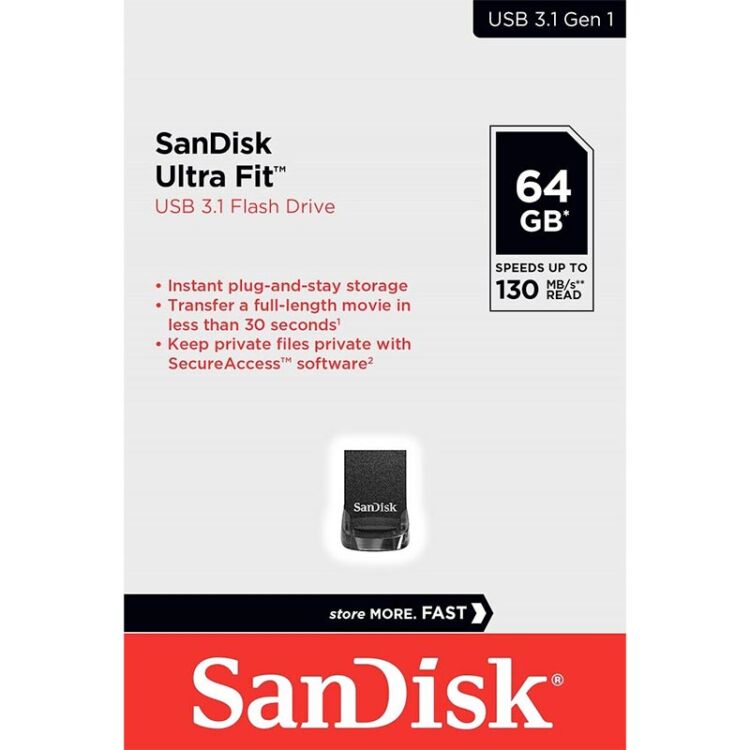 فلش 64 جی بی برند SanDisk مدل Ultra Fit USB 3.1 CZ430